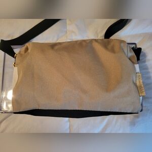 CANVELLE Tan and Black Eco-Friendly Belt Crossbody Bag